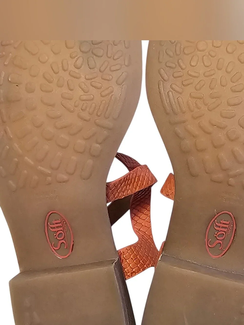 Sofft Nadie II Sandals Sz 8.5 Mango Snake Print Leather Strappy Resortwear Comfy